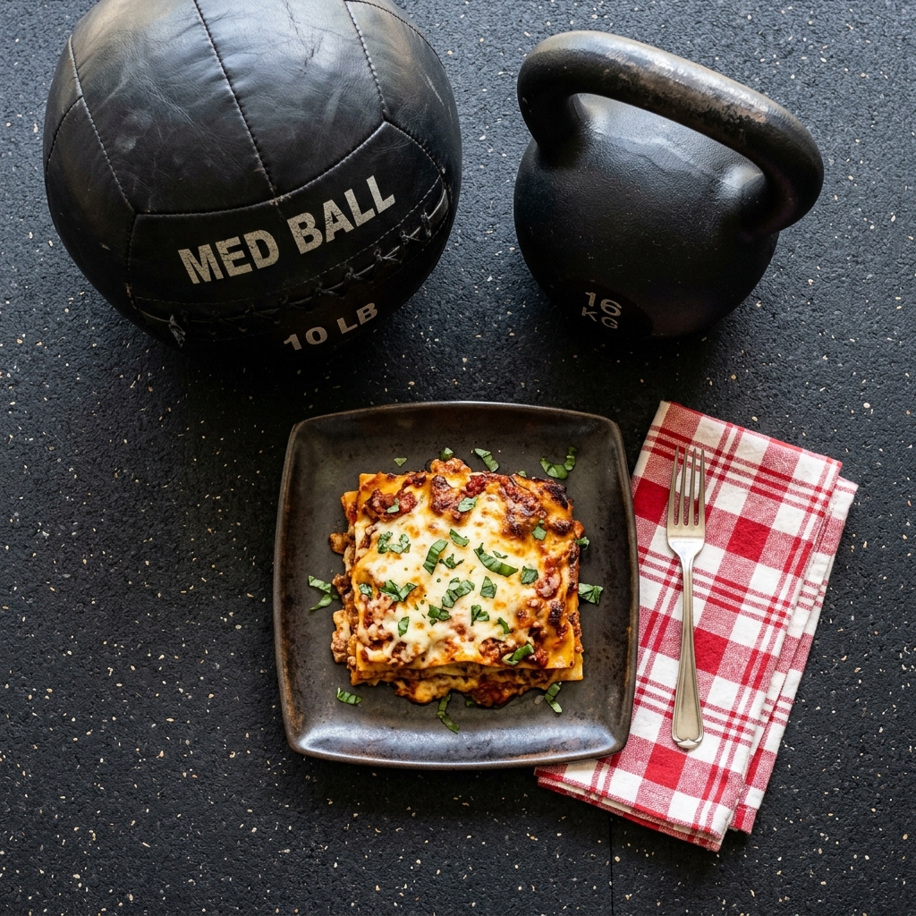 WOD: Back Squat 4x10 + Lasagna — Back Squat, Wall Ball, Push-Up